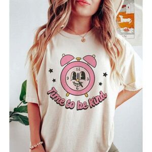 SALE! Time TO BE KIND Pink Cream Graphic T-Shirt Tee Fall Cute Bella Canvas S-XL